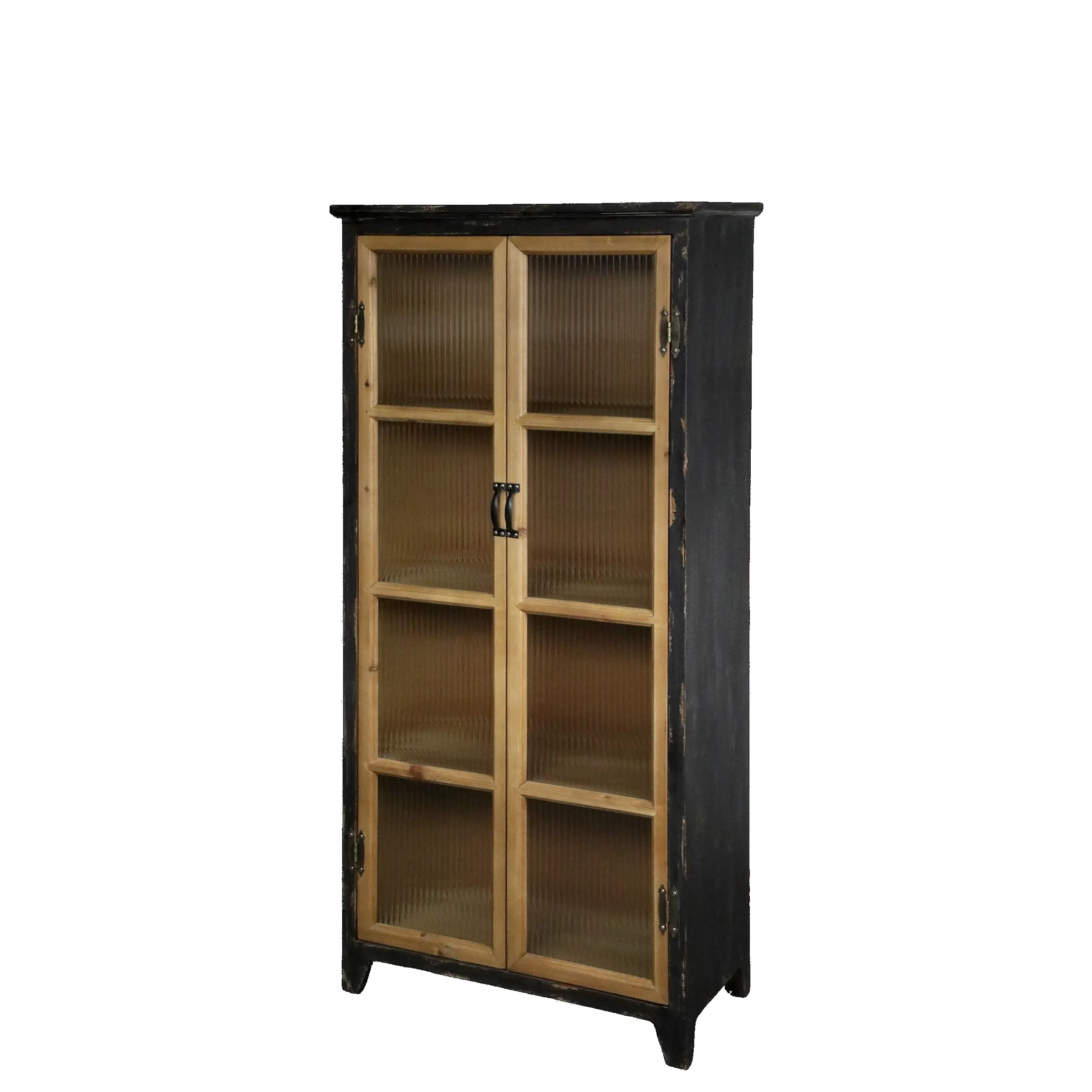 Vintage Vitrine Mathéo Holz Metall geripptes Glas-Chic Antique Online