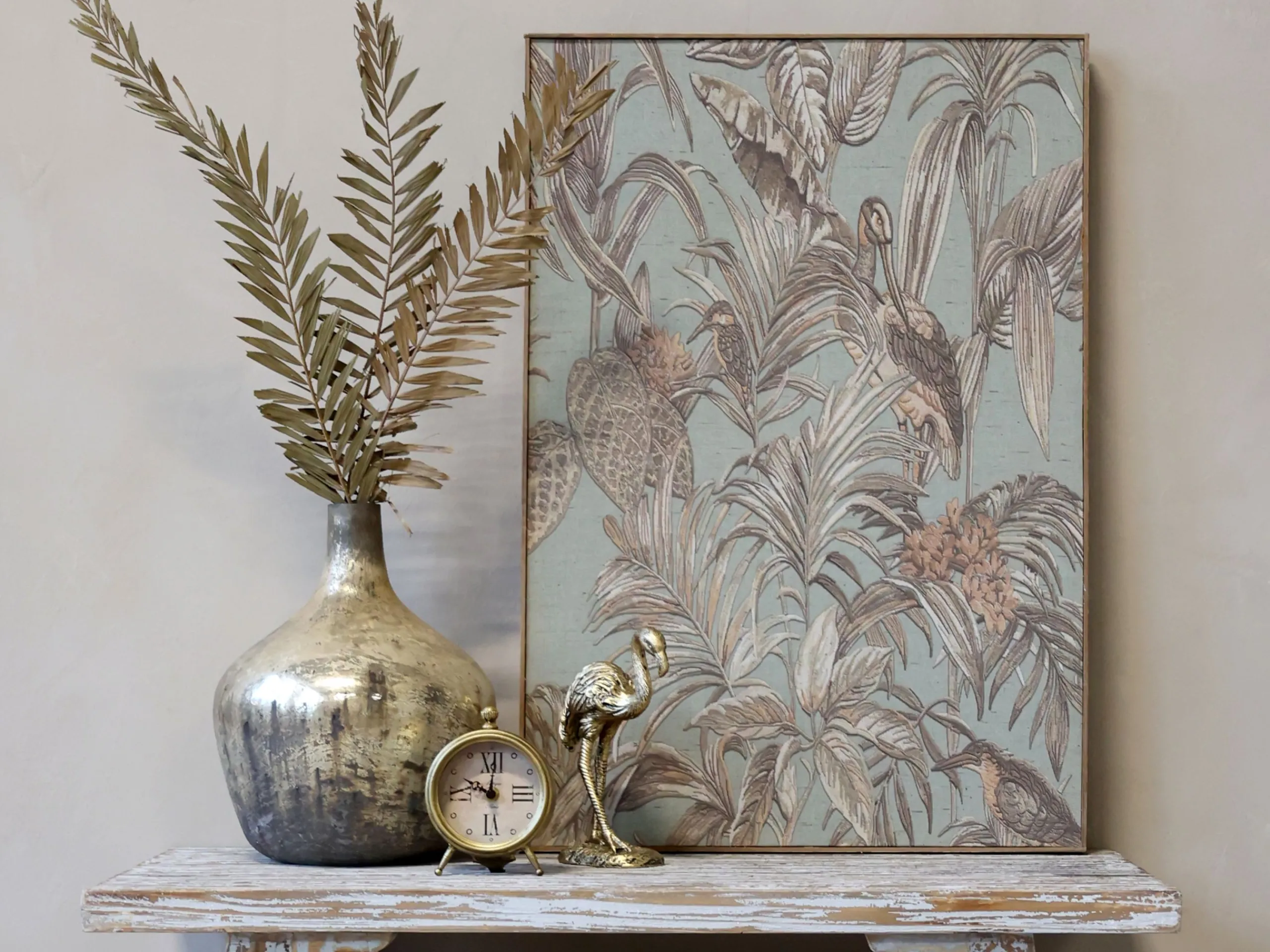 Vintage Wandbild Kranich Retro Druck 77 x 53 cm-Chic Antique Sale