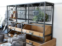 Vintage Wandregal Bruno 4 Schubladen 3 Gitterfächern Schwarz-Chic Antique Best