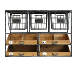 Vintage Wandregal Bruno 4 Schubladen 3 Gitterfächern Schwarz-Chic Antique Best