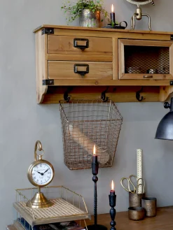 Vintage Wandregal Etienne 2 Schubladen, Fach und 3 Haken-Chic Antique Clearance