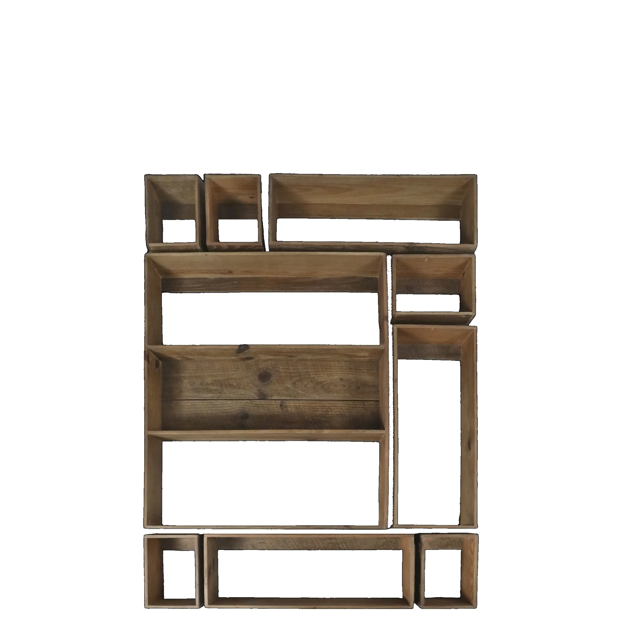 Vintage Wandregal Joel Holz 9er Set verschiedene Größen-Chic Antique Online