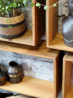 Vintage Wandregal Joel Holz 9er Set verschiedene Größen-Chic Antique Online