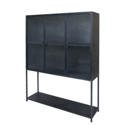 Vitrine Küchenschrank Industrial Factory Geschirrschrank Metall Vintage 3türig-Chic Antique Outlet