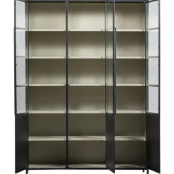 Vitrine Metallschrank Exhibit XL 3-türig Industrial Metall Glas Schwarz-BePureHome Discount