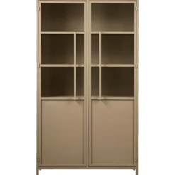 Vitrine Metallschrank Exhibit Industrial Metall-Glas Khaki 170-BePureHome New