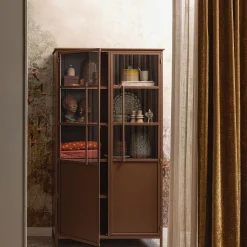 Vitrine Metallschrank Exhibit Industrial Metall / Glas Rotbraun 170-BePureHome Outlet