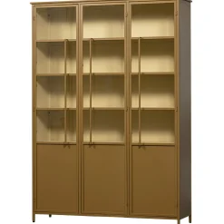 Vitrine Metallschrank Exhibit XL 3-türig Industrial Metall Glas Honiggelb-BePureHome Clearance