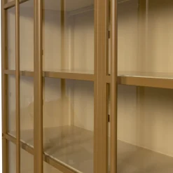 Vitrine Metallschrank Exhibit XL 3-türig Industrial Metall Glas Honiggelb-BePureHome Clearance