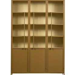 Vitrine Metallschrank Exhibit XL 3-türig Industrial Metall Glas Honiggelb-BePureHome Clearance