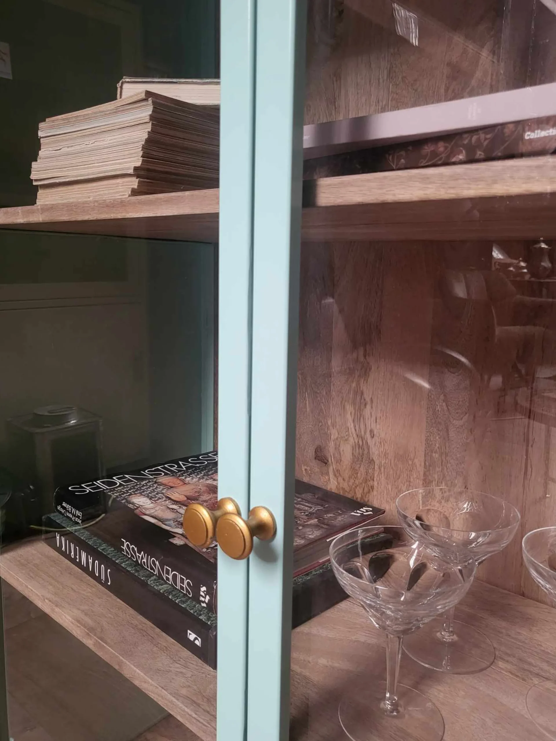 Vitrine Provence Vintage Metallkorpus Holz Azure 130-Vintagehaus New