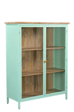 Vitrine Provence Vintage Metallkorpus Holz Azure 130-Vintagehaus New