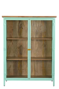 Vitrine Provence Vintage Metallkorpus Holz Azure 130-Vintagehaus New
