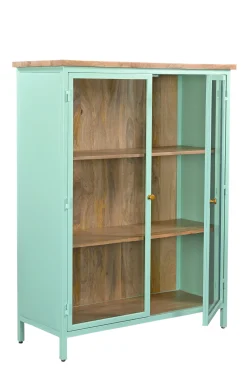 Vitrine Provence Vintage Metallkorpus Holz Azure 130-Vintagehaus New