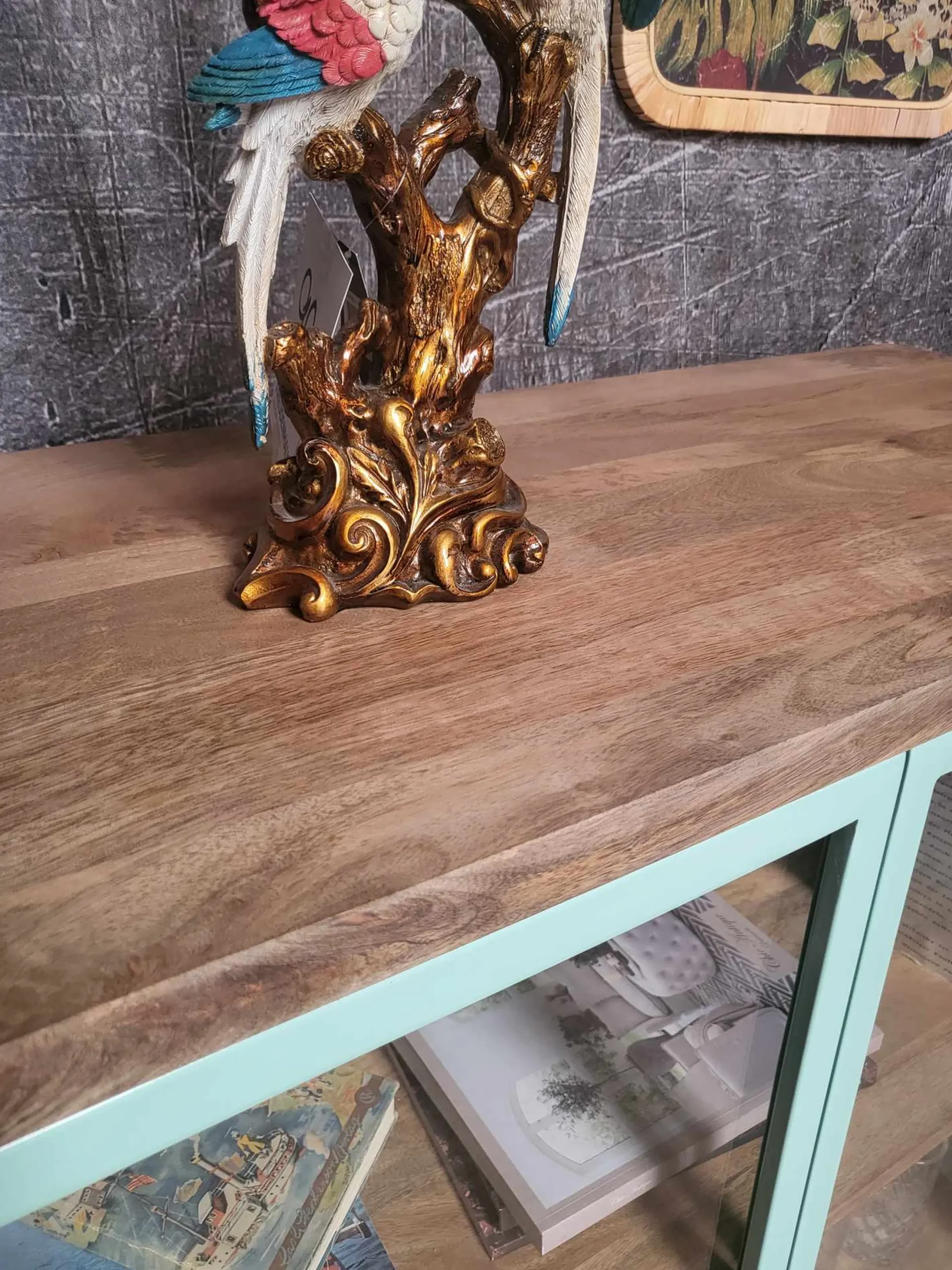 Vitrine Provence Vintage Metallkorpus Holz Azure 130-Vintagehaus New