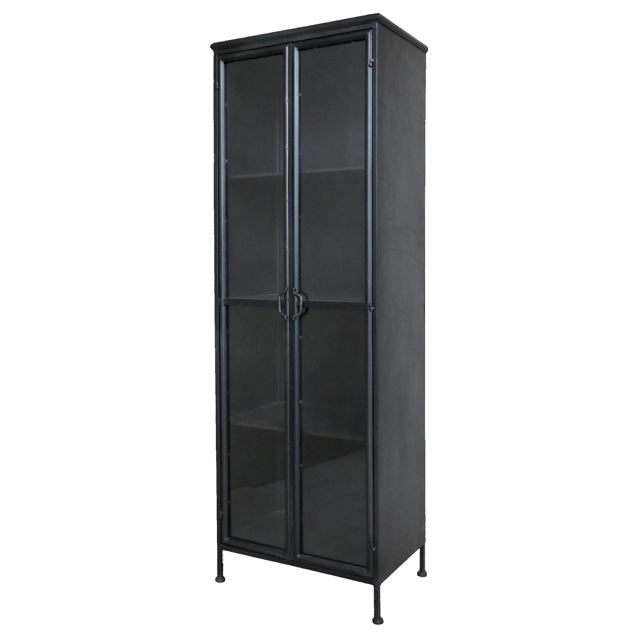 Vitrine Purist Vintage Industrial Metall/Glass Schwarz 180-Chic Antique Discount