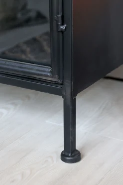 Vitrine Purist Vintage Industrial Metall/Glass Schwarz 180-Chic Antique Discount