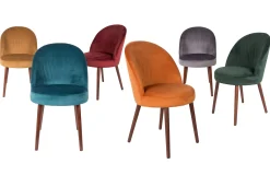 Retro Esszimmerstuhl Barbara Samt Grau-Zuiver Discount